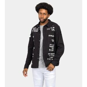 VICTORIOUS Uni Who I Am Distressed‎ Button Up Denim Trucker Jean Jacket Shaket